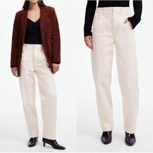 Madewell Sz 28 Tapered Denim High Rise Trouser Pant In Vintage Ivory NWT